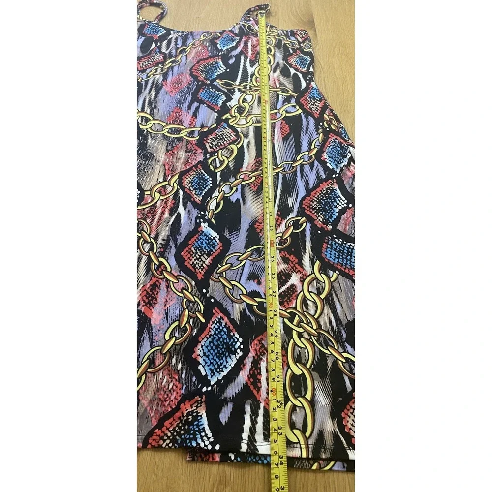 Love J 2X Sleeveless A-Line Dress Chain Print Abstract Stretch Swing Plus Size - Picture 6 of 10